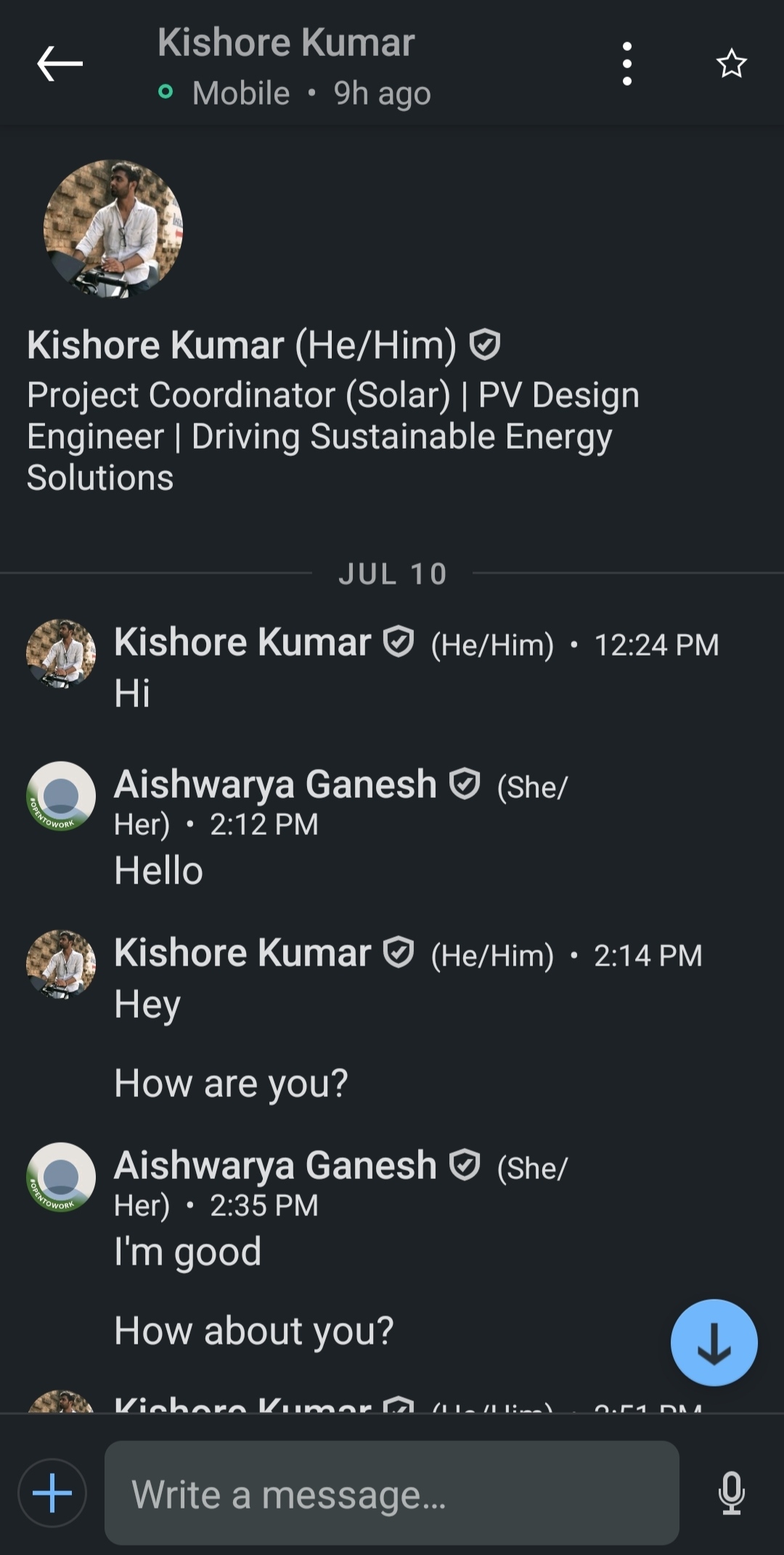 Our first conversation